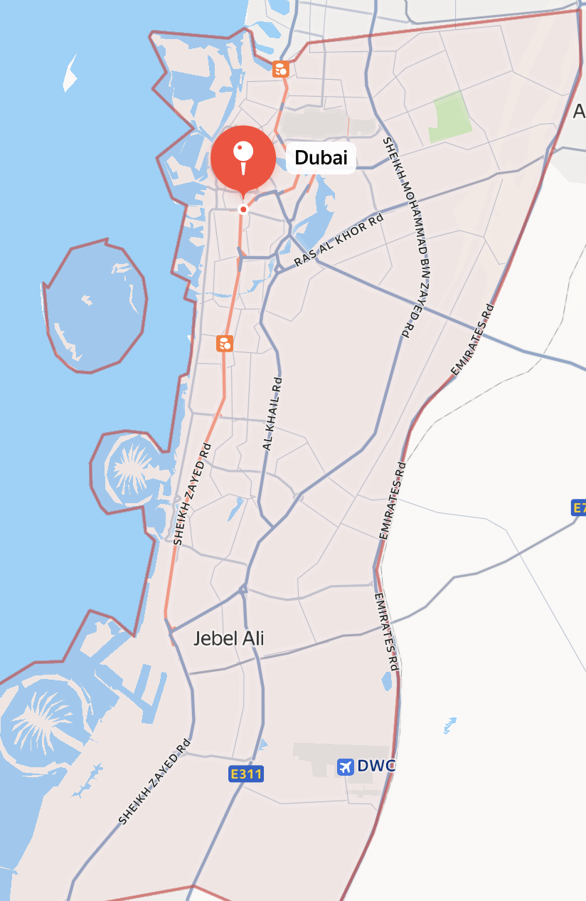 Delivery zone map of Dubai