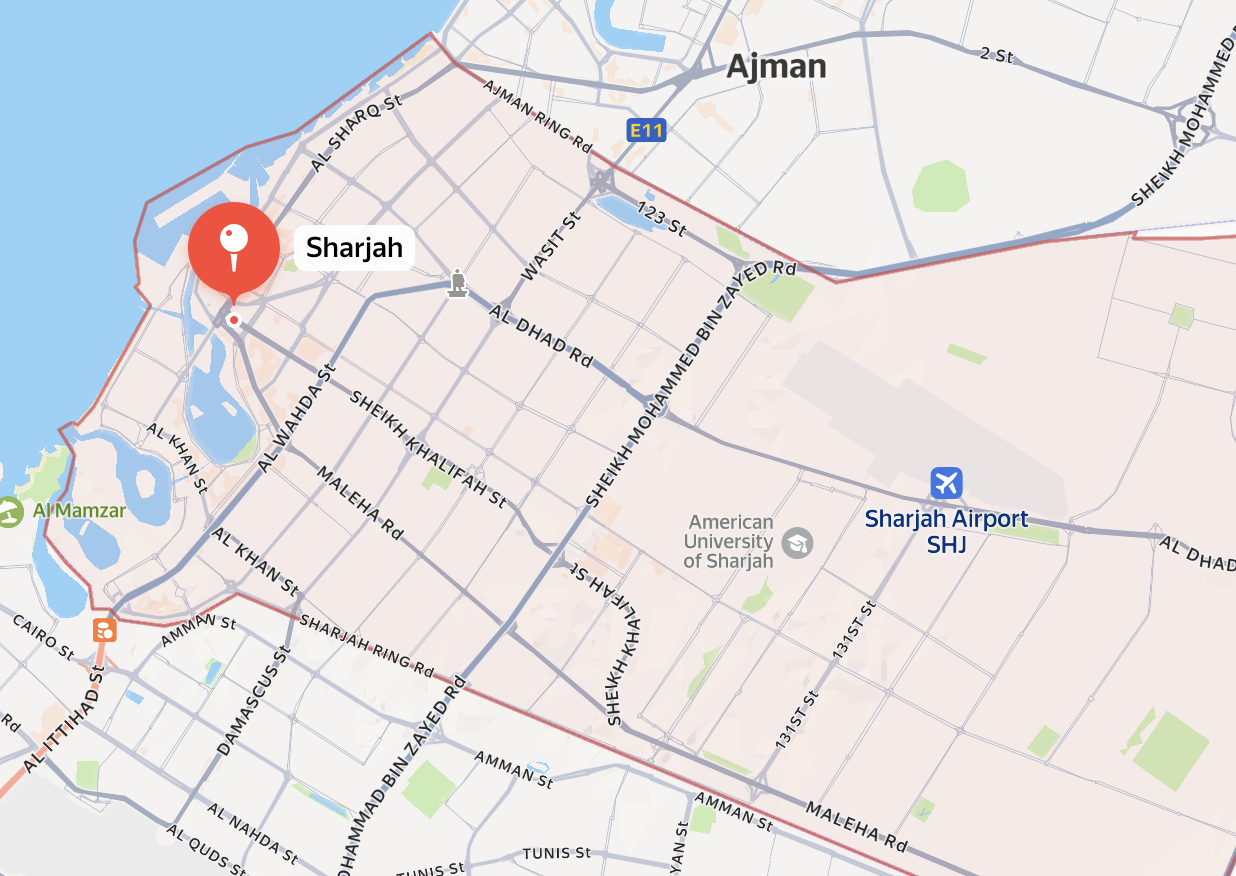 Delivery zone map of Sharjah