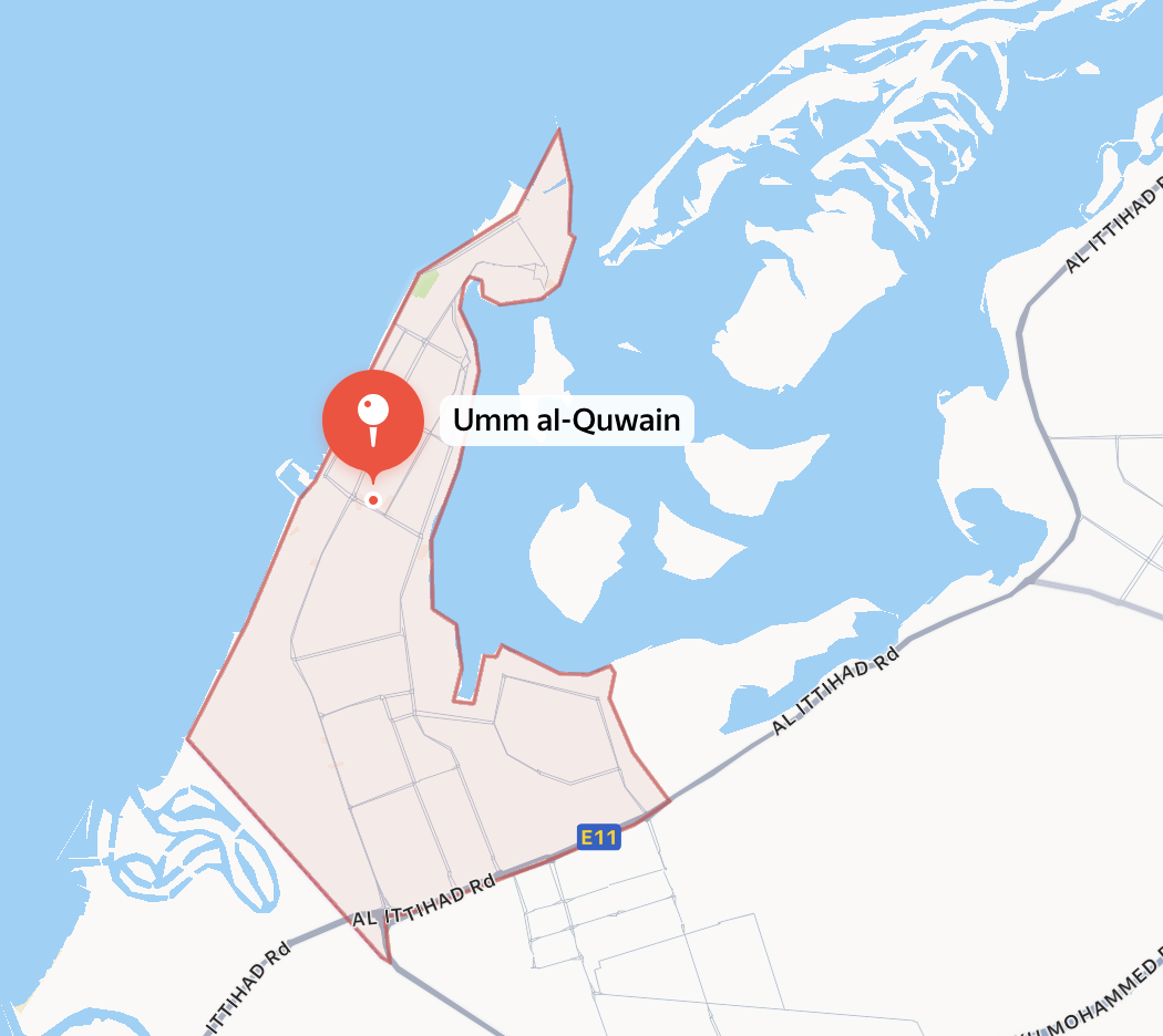 Delivery zone map of Umm Al Quwain